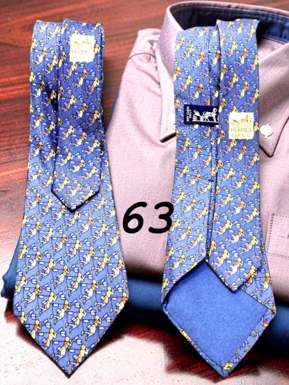 2: Classic Multi- Blue HEREMES Niecktie 100% Silk Neck Tie French Made (SELECT 1